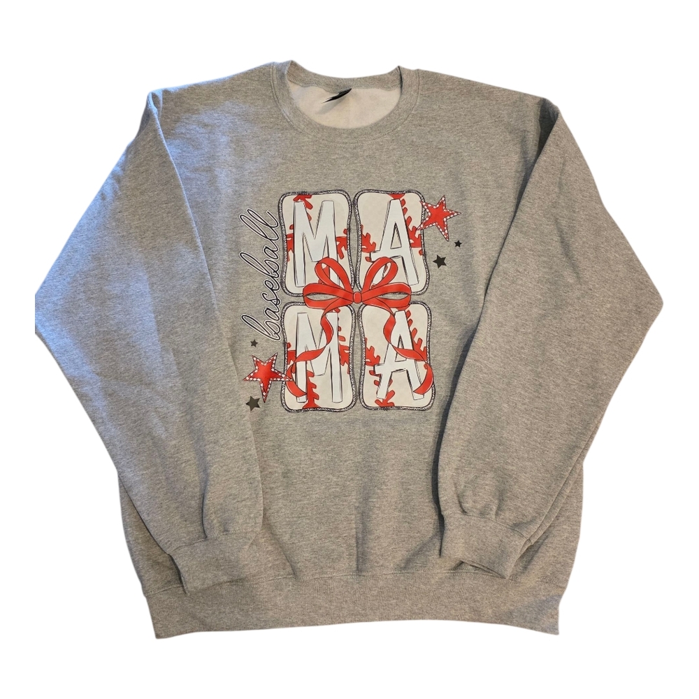 Baseball Mama Sweatshirt Unisex Size Large New Sport Grey
